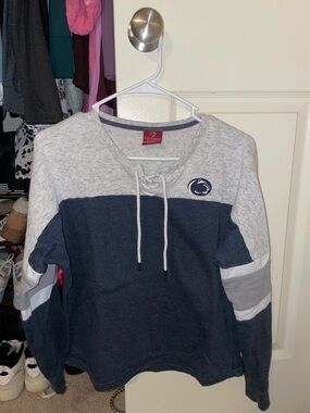 Penn State Navy & Heather Gray Lace-Up Pullover